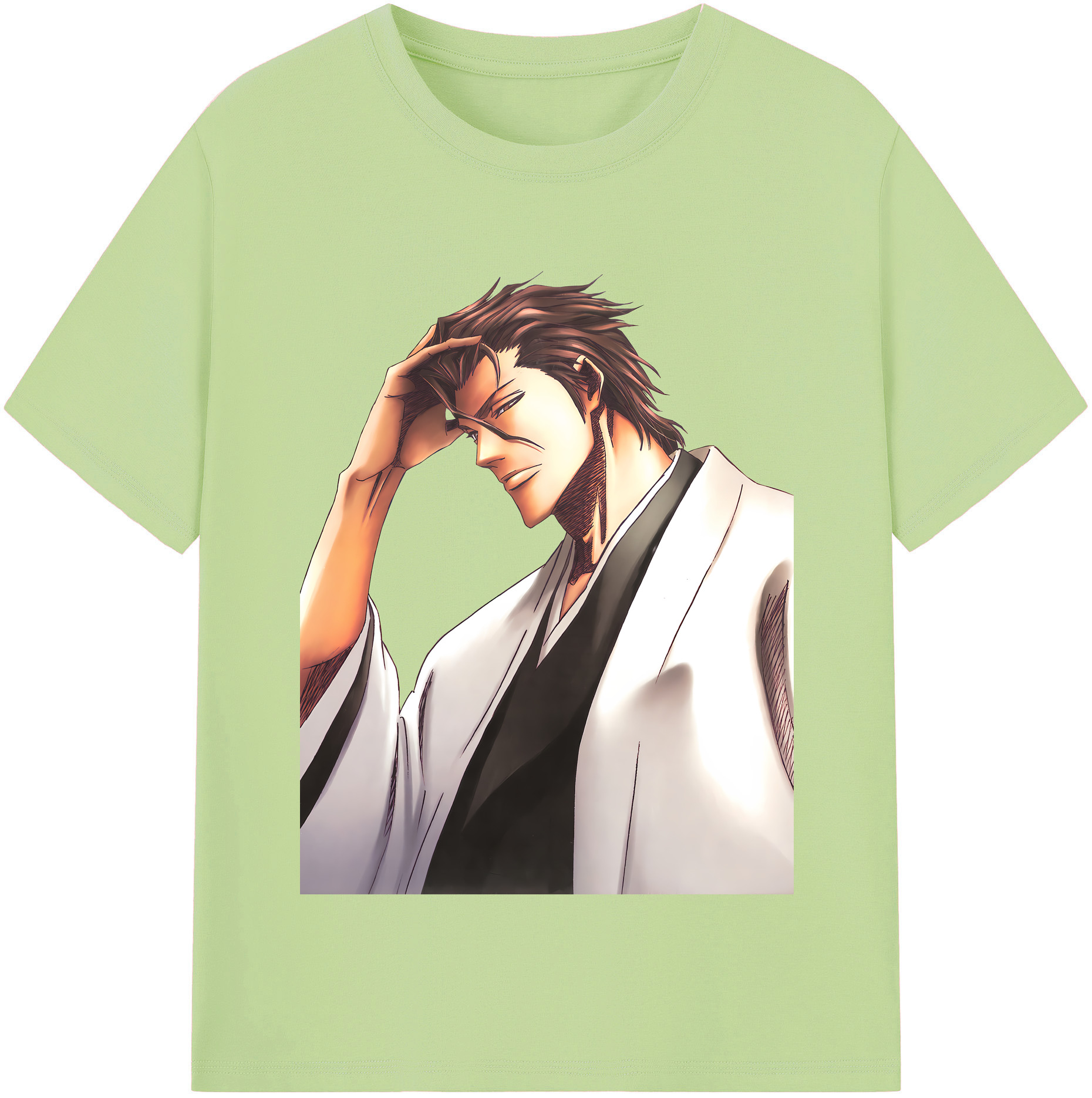 （画像用） ブリーチ 藍染 惣右介（あいぜん そうすけ） BLEACH Aizen Sousuke 綿100％半袖Tシャツ（フロントプリント）